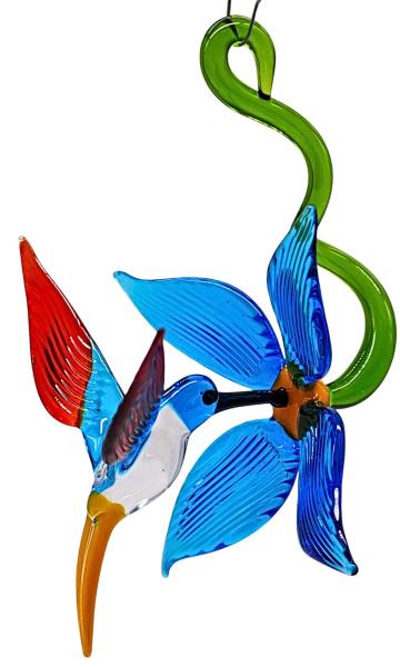 Kolibri mit Blüte, hängend